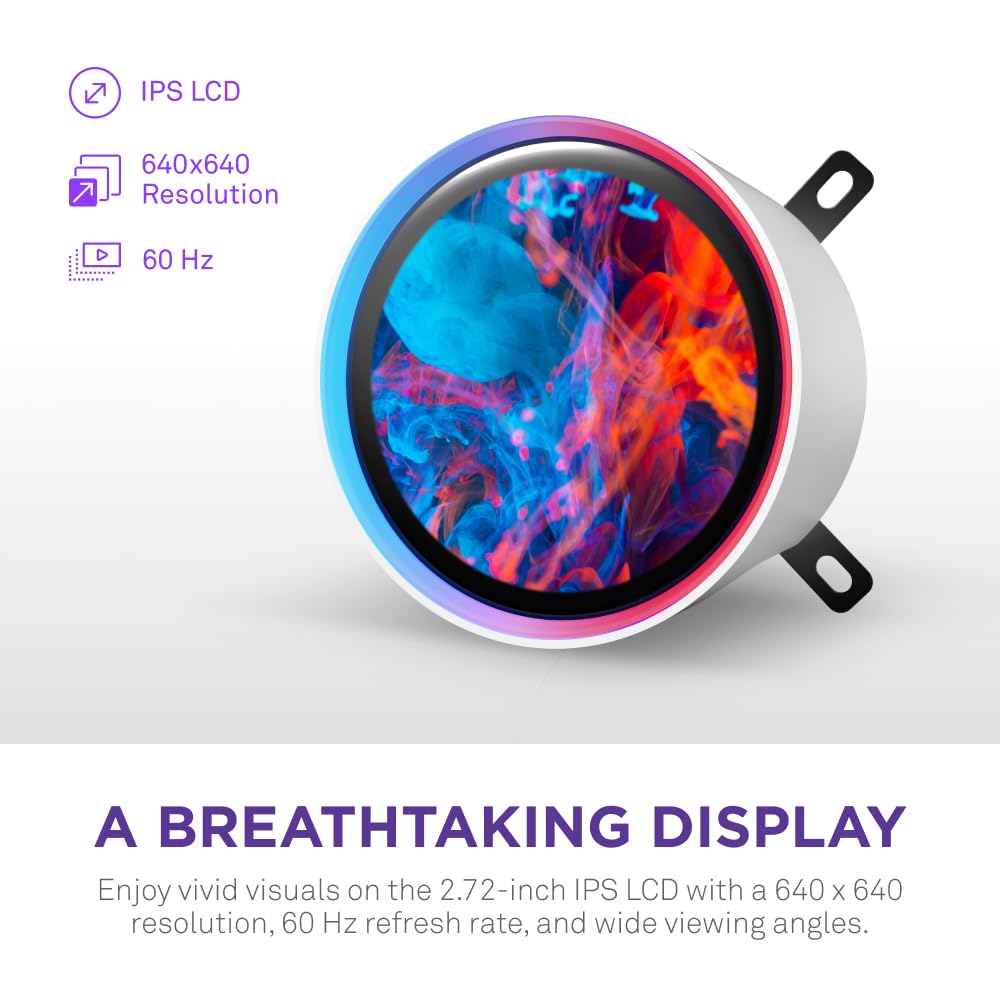 NZXT Kraken Elite 280 RGB 2024 - AIO CPU Liquid Cooler - 280mm Radiator - F280 RGB Core Fan - Customizable 2.72" IPS LCD - NZXT Turbine Pump - AMD® AM5, AM4 - Intel® LGA 1851/1700, 1200/115X - White