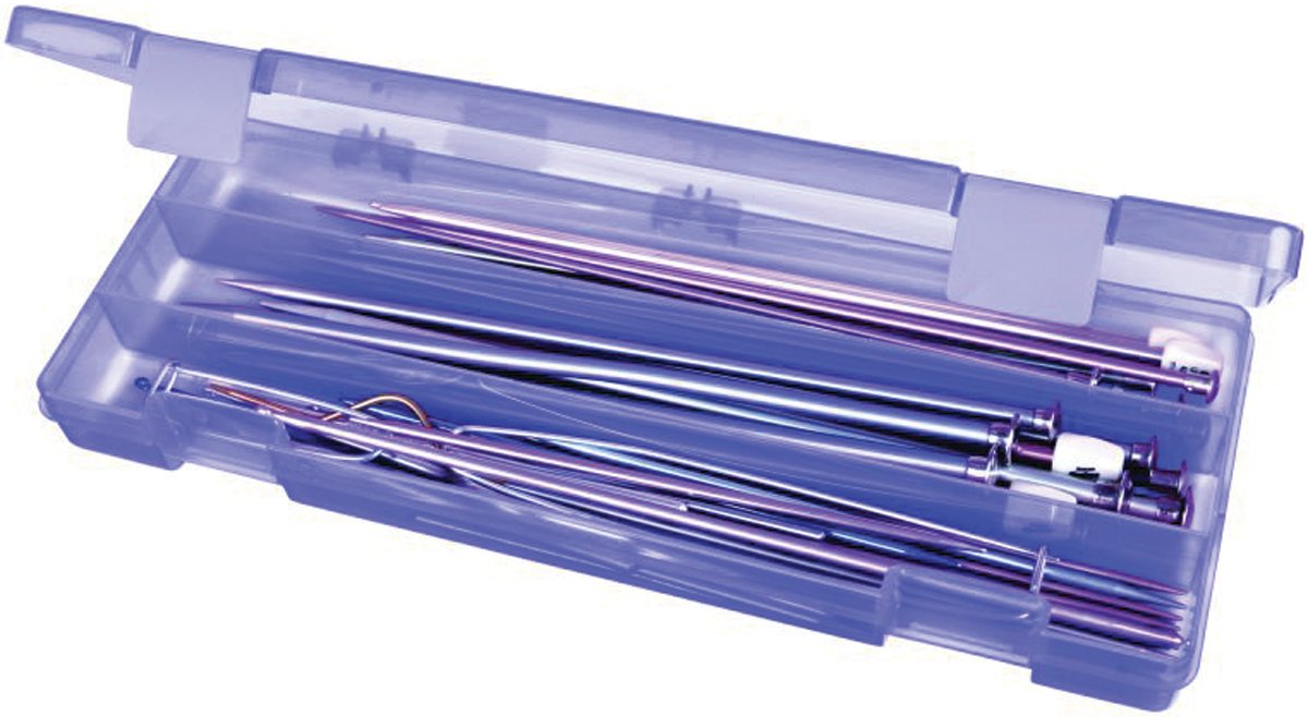 ArtBin Estuche para Agujas y Ganchos de Tejer, Color Violeta, Periwinkle, 6 uds. por Paquete | Para ganchos, agujas y nociones, 12.38 x 4.875 x 1.75 pulgadas, cierres seguros, portátil, bígaro translúcido
