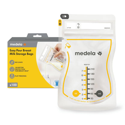 Medela Easy Pour Bolsas para Almacenar Leche Materna, 210 ml - Bolsas fáciles de verter - 100 unidades