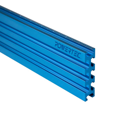 POWERTEC 71488 - Valla multipista en T con medición láser de derecha a izquierda, 3 pulgadas de alto x 24 pulgadas de largo