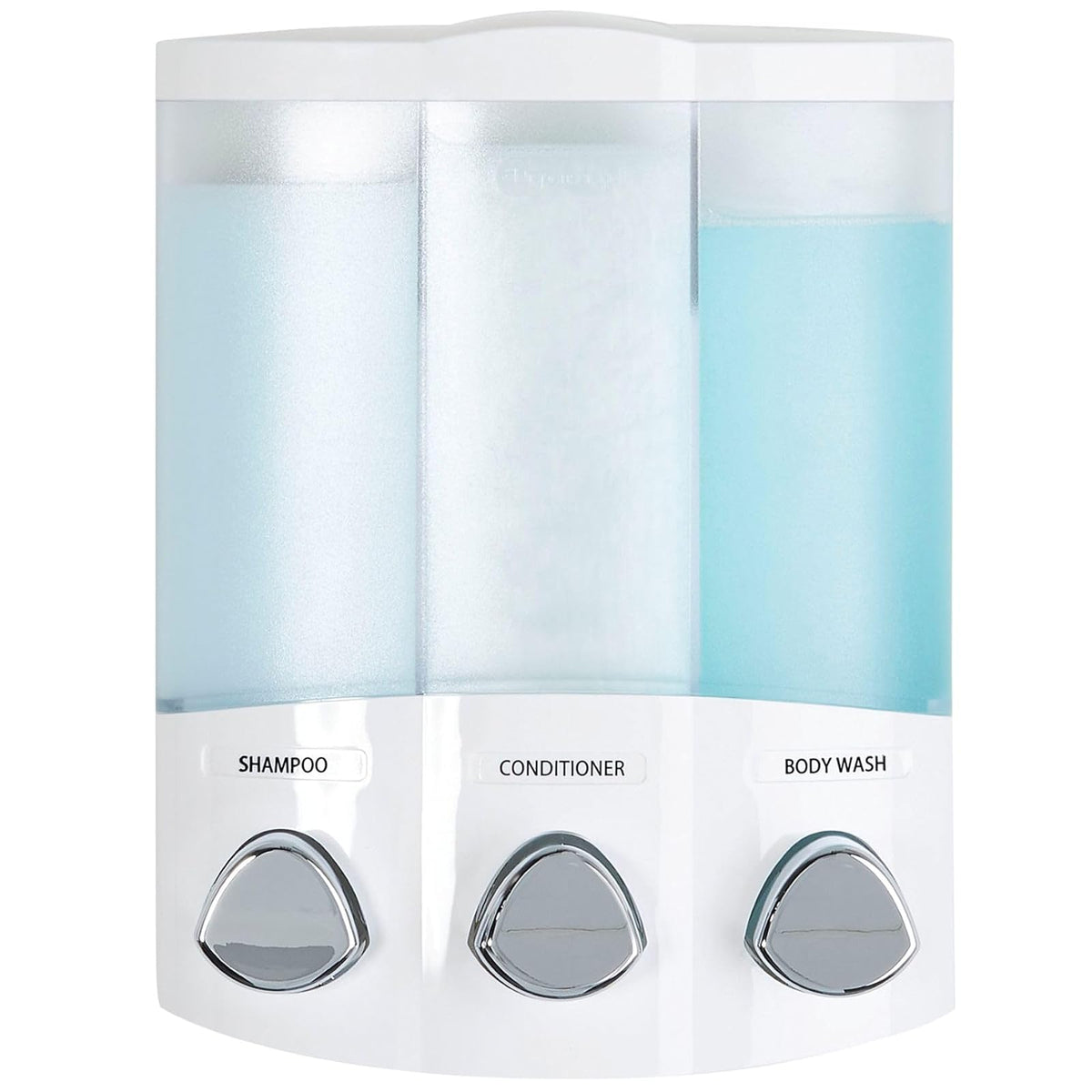 Euro Series Trio Dispensador de jabón y regadera de tres cámaras, cromo, Blanco, 3-Chamber, 1, 1 - Blanco - 3 cámaras - Dispensador