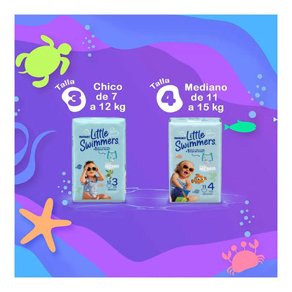 Huggies Little Swimmers Calzoncito Desechable para Nadar, Talla Mediana Unisex, Paquete con 11 piezas, Ideal para bebés de 11 a 15 kg, empaque puede variar