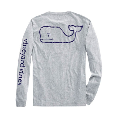 Vineyard Vines Playera Manga Larga con Bolsillo Ballena Niño - M - Gris Caliente