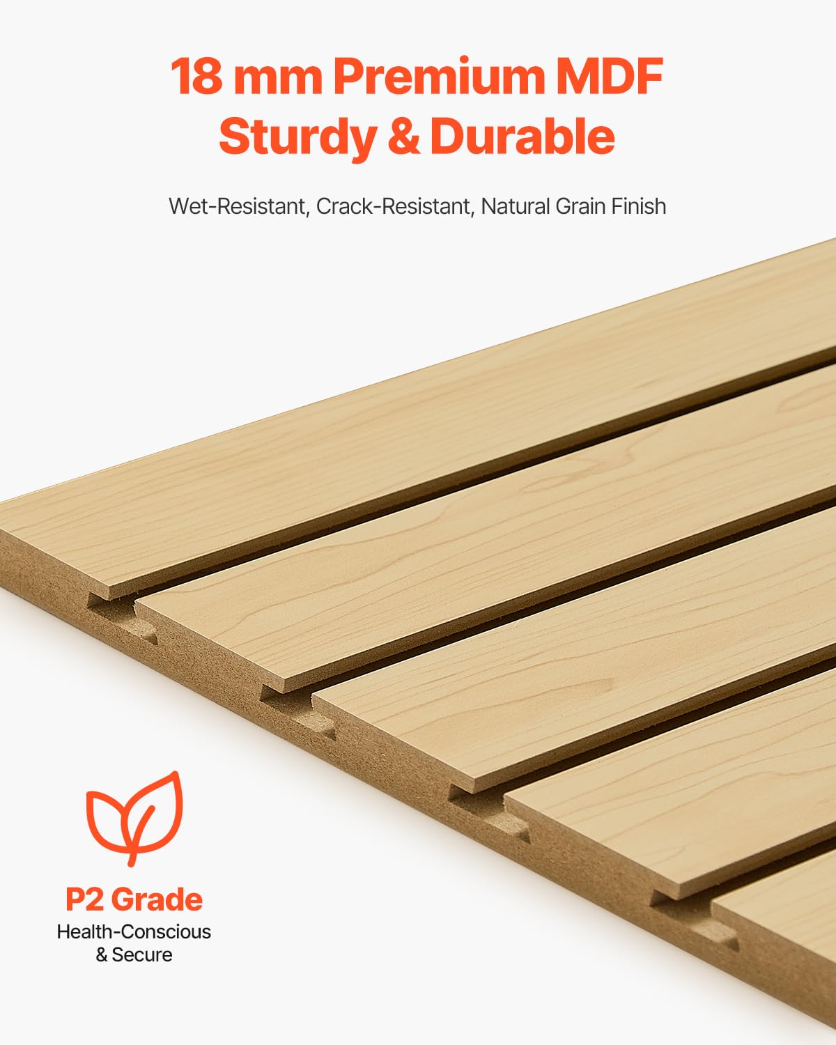 VEVOR - Paneles de pared de listones, 4 x 4 pies, tablero de madera MDF con diseño modular, fácil de instalar, panel de listones ajustables con estructura de acoplamiento