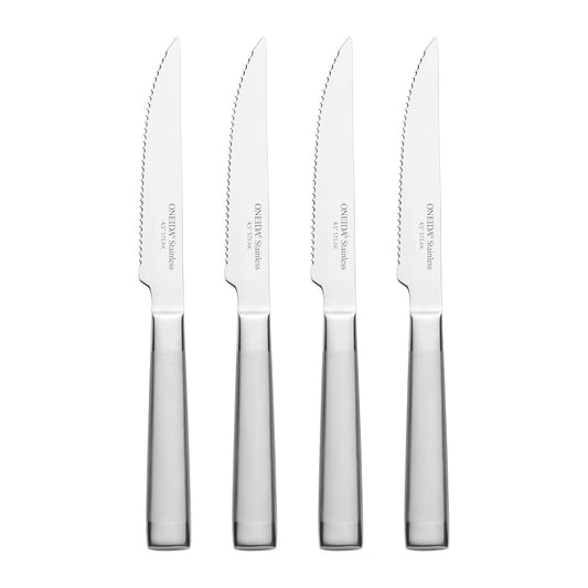 Oneida Performance - Cuchillos para carne de acero inoxidable, 4 piezas, 1 libra, metálico