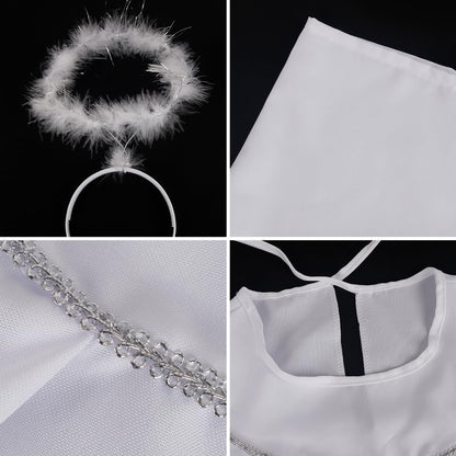 HOMELEX - Disfraz de ángel para niños con halo de Navidad, vestido de ángel para niña