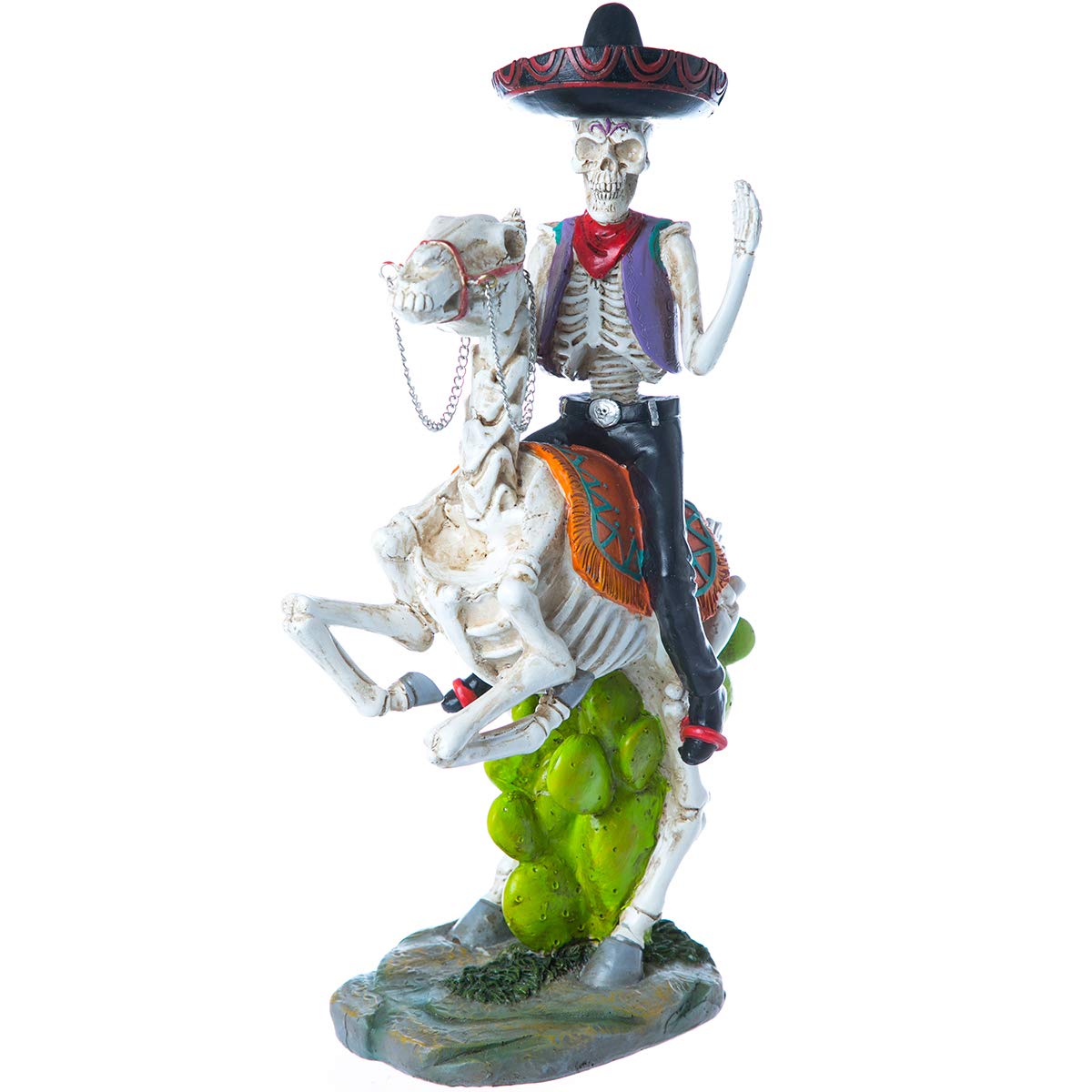 Running Decora Dia de Muertos Figura de poliresina Charro en Caballo