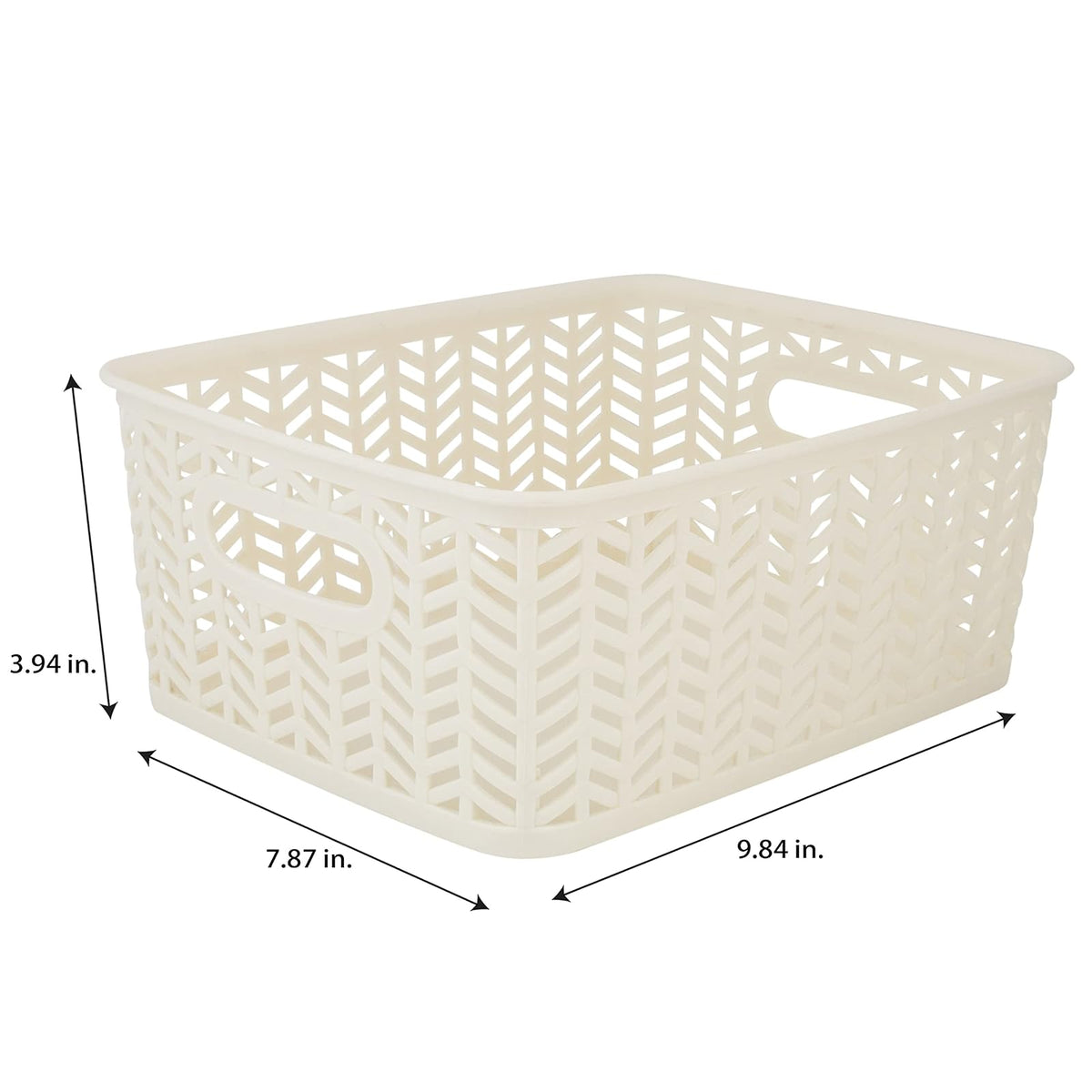 Simplify 25173-IVORY-3PK Cesta de almacenamiento de espiga, pequeña, marfil, 3 unidades