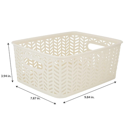 Simplify 25173-IVORY-3PK Cesta de almacenamiento de espiga, pequeña, marfil, 3 unidades
