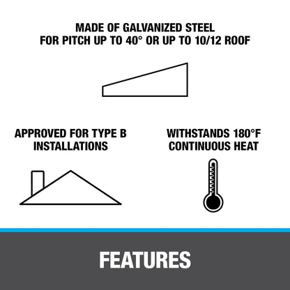 Oatey 11830 No- No-Calk Solar Flashing, 9 In W X 12-1/2 In L, Galvanized Steel, 0.5-Inch-1-Inch