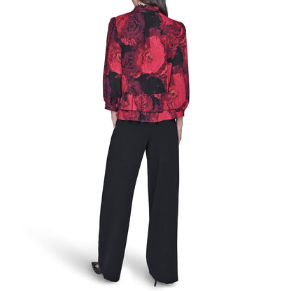 Karl Lagerfeld - Blusa de Manga Larga con Cuello en V para Mujer