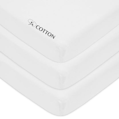 American Baby Company Sábana Ajustable de Algodón para Mini Cuna - Blanco - 3 paquetes