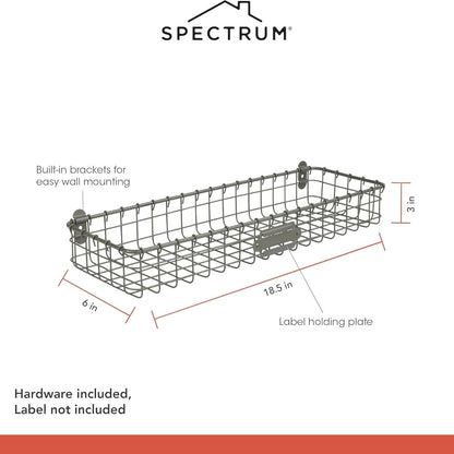 Spectrum Diversified Vintage Wall Mount Storage Tray/Basket, Industrial Gray