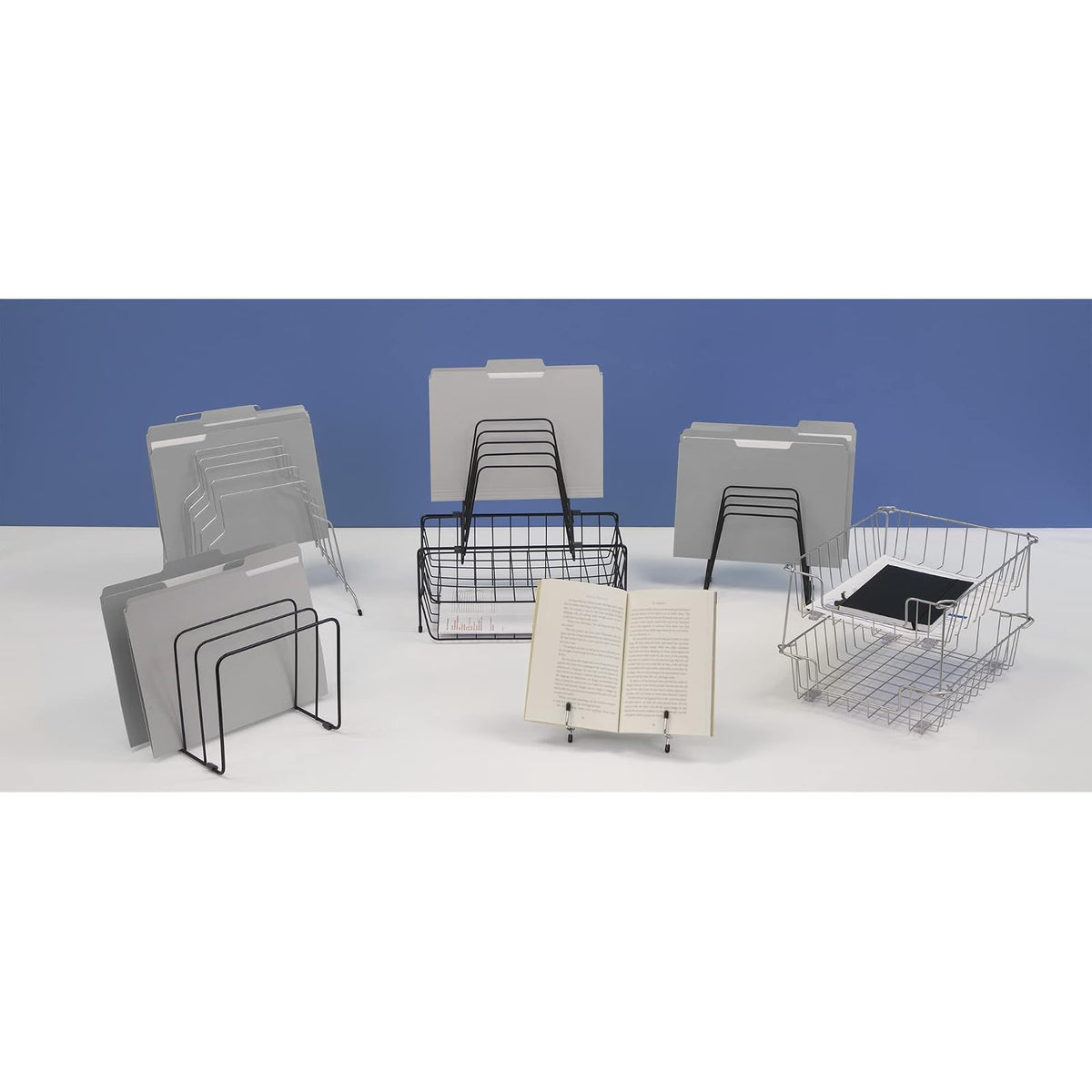 Fellowes Step File Junior Estante organizador de alambre, 6 secciones, negro (72613)