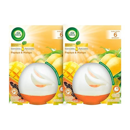 Air Wick Aromatizante Decosphere Papaya y Mango, 2 Aromatizantes de 75 ml c/u