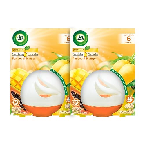 Air Wick Aromatizante Decosphere Papaya y Mango, 2 Aromatizantes de 75 ml c/u