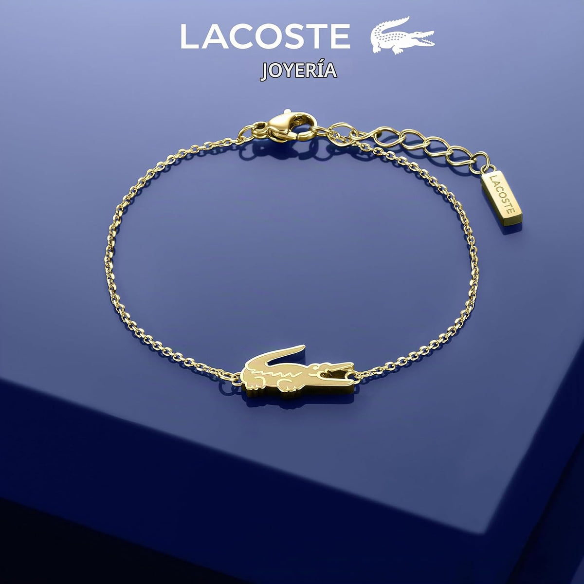 Lacoste - Pulsera para Mujer Dorada Acero Inoxidable Cadena Fina Diseño Elegante Moderno Joyería Original Regalo Mujer.