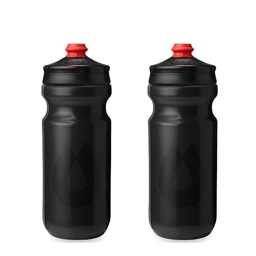 HydraPak - Botella polar - Botella de agua ligera Breakaway Surge para bicicleta, paquete de 2 unidades, alto flujo, ciclismo y deportes (carbón, 600 ml/20 oz)