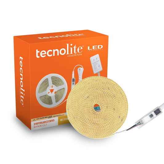 Tecnolite - Tira LED 5 Metros de Longitud 24 W, Luz Blanca Ajustable, Control Remoto Incluido, Interiores, Atenuable