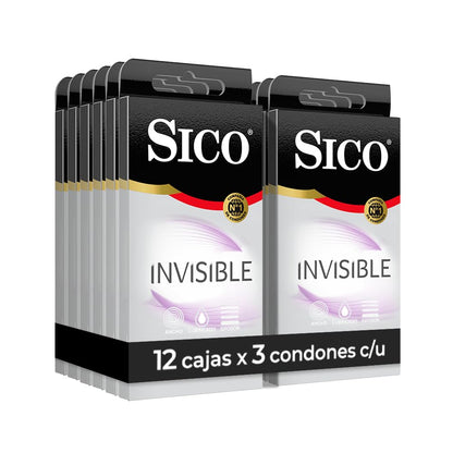 Sico® Invisible Condones Ultra Delgados, cartera con 36 piezas