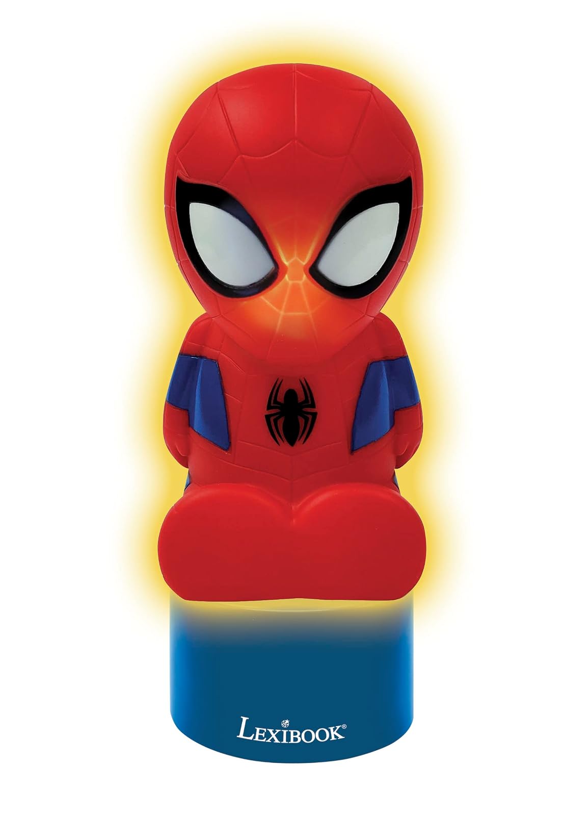 Lexibook Luz Nocturna y Altavoz de Spiderman para la habitación de los niños, Cambio de Color, luz Suave, Funciona con Pilas, Azul/Rojo, NS01SP