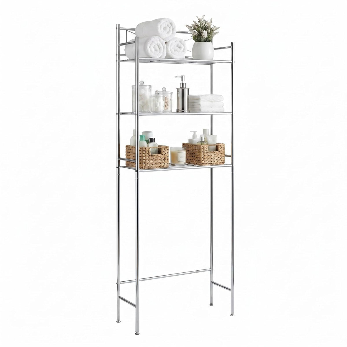 Honey-Can-Do BTH-05079 - Estante de Metal de 3 Niveles para Ahorrar Espacio, 9.45 x 22.83 x 59.84 Pulgadas, Chapado en Cromo