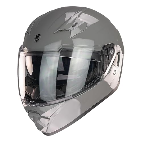 KOV Casco Beta Gris Brillante Integral para Moto Certificado Dot