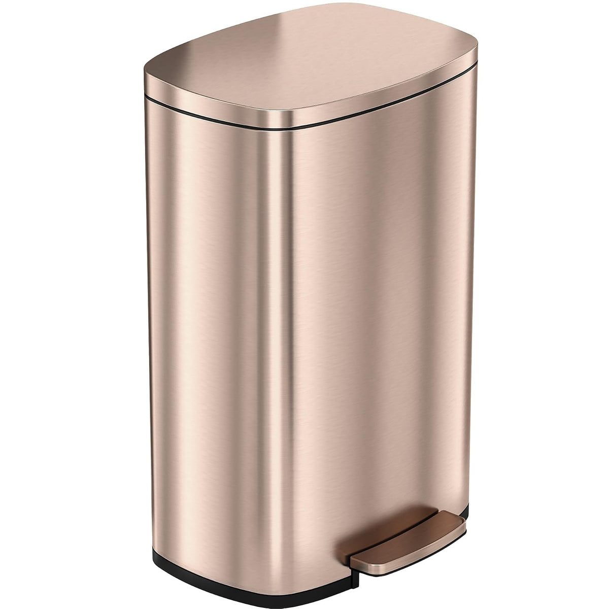 ITouchless - Cubo de basura SoftStep de 13.2 galones con filtro de olor, cubo de basura con pedal de acero inoxidable dorado rosa de 50 litros para el hogar