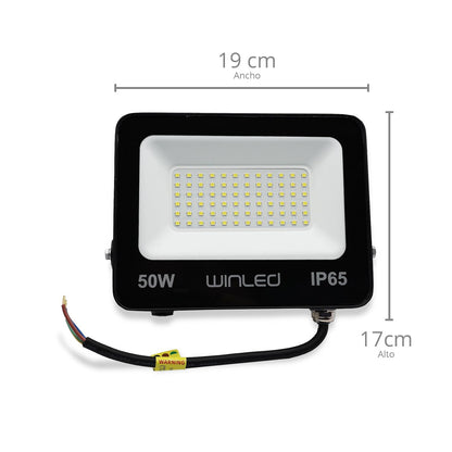 Reflector Winled WRE-013 Slim LED 50W SMD, 6,000 Lúmenes, Blanco Frío 6500K, IP65 Ideal para Exteriores e Interiores,