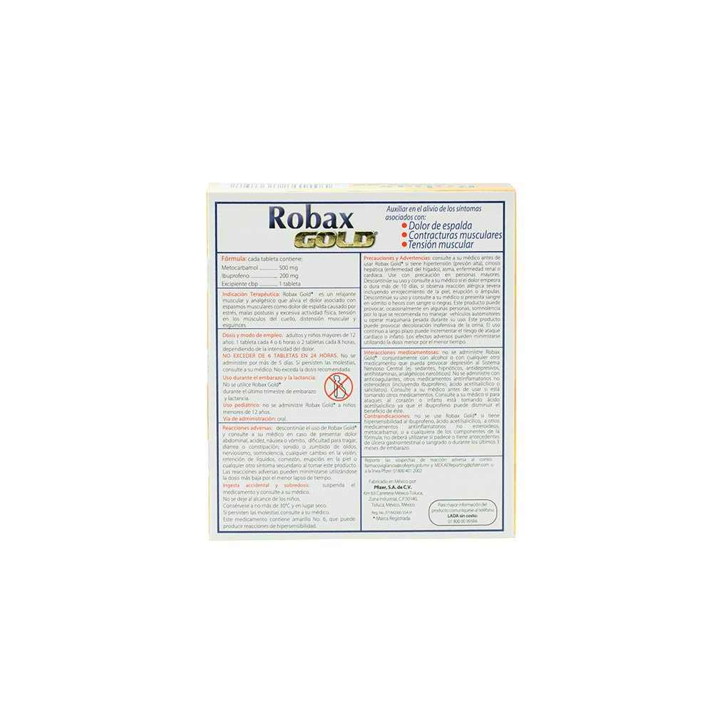 Robax Gold, Relajante Muscular con Efecto Analgésico, para Dolores de Espalda y Tensión Muscular, 24 tabletas
