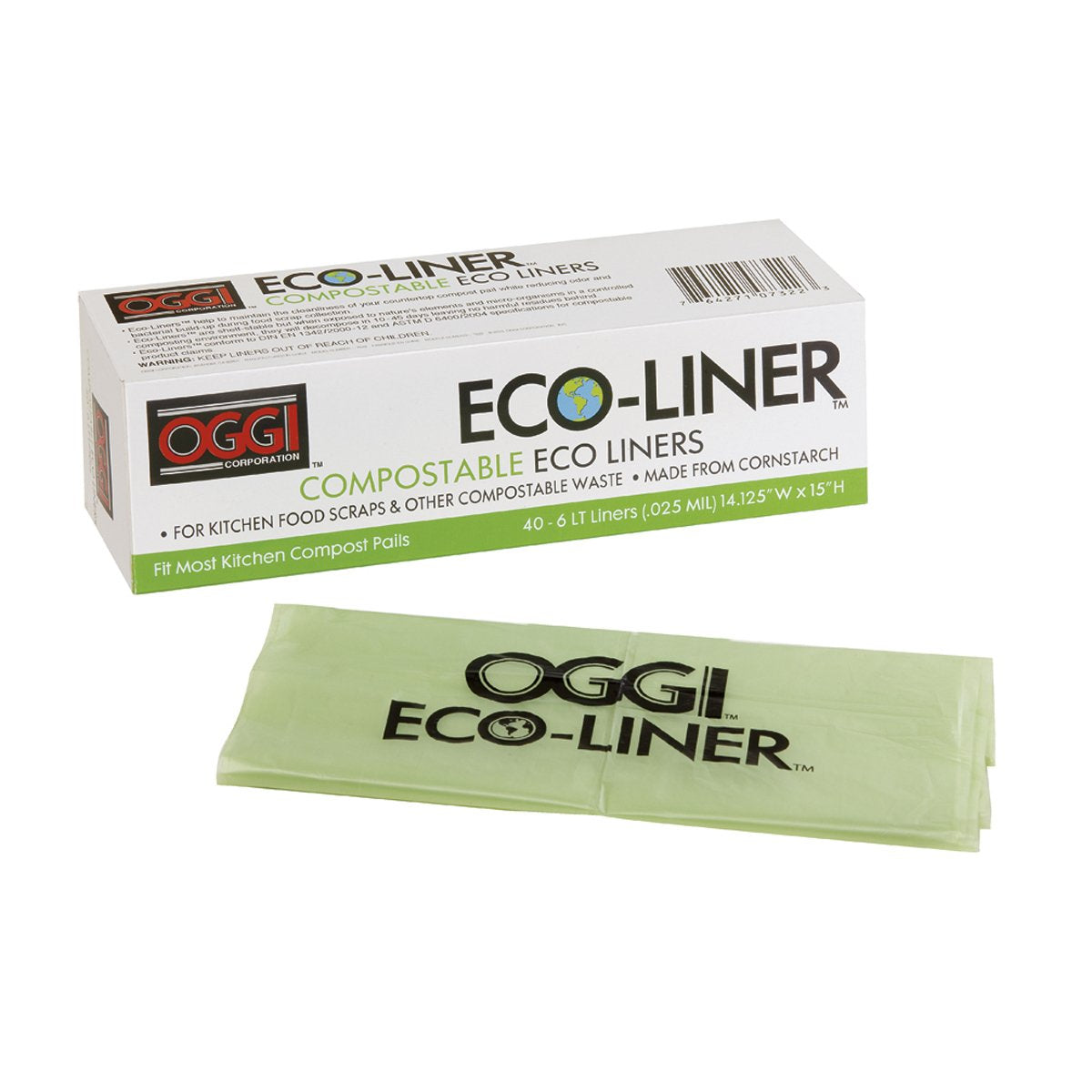 OGGI Eco-Liner - Bolsas compostables - Caja de 40 forros para encimera de compostaje con tapa, bolsas compostables de 6 litros, productos ecológicos, bolsas que cumplen con las normas internacionales OK Compost Home