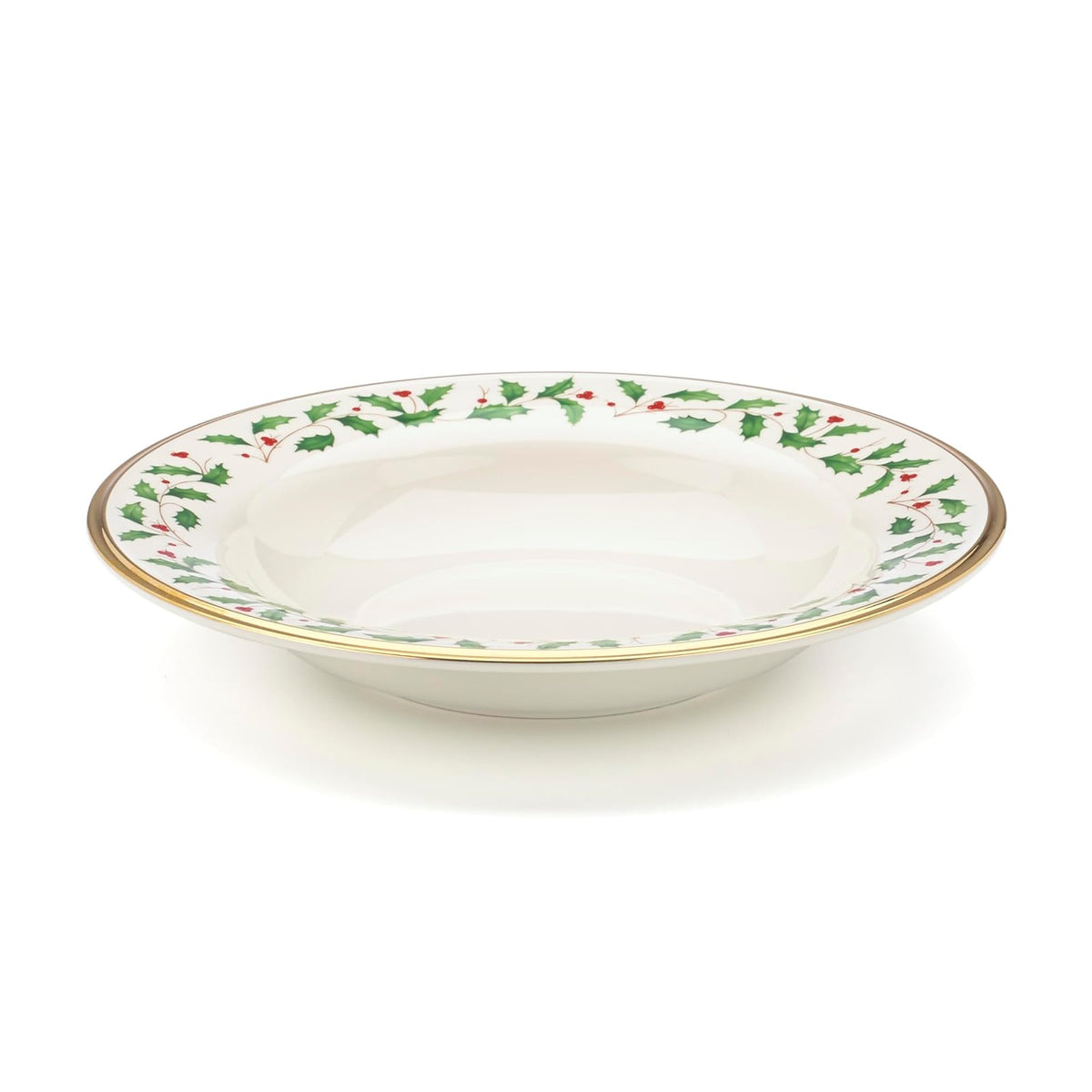 Lenox Holiday Vajilla de Porcelana Marfil con Borde Oro 24K - Tazón para Pasta - Sopa