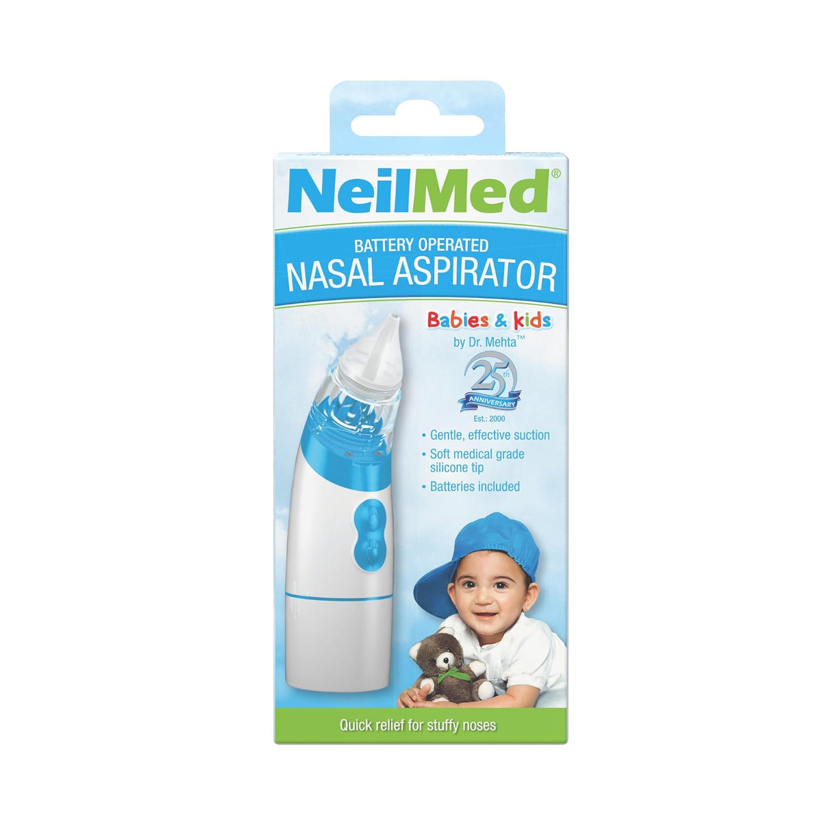 NeilMed Aspirador - Aspirador nasal funciona con pilas para bebés y niños