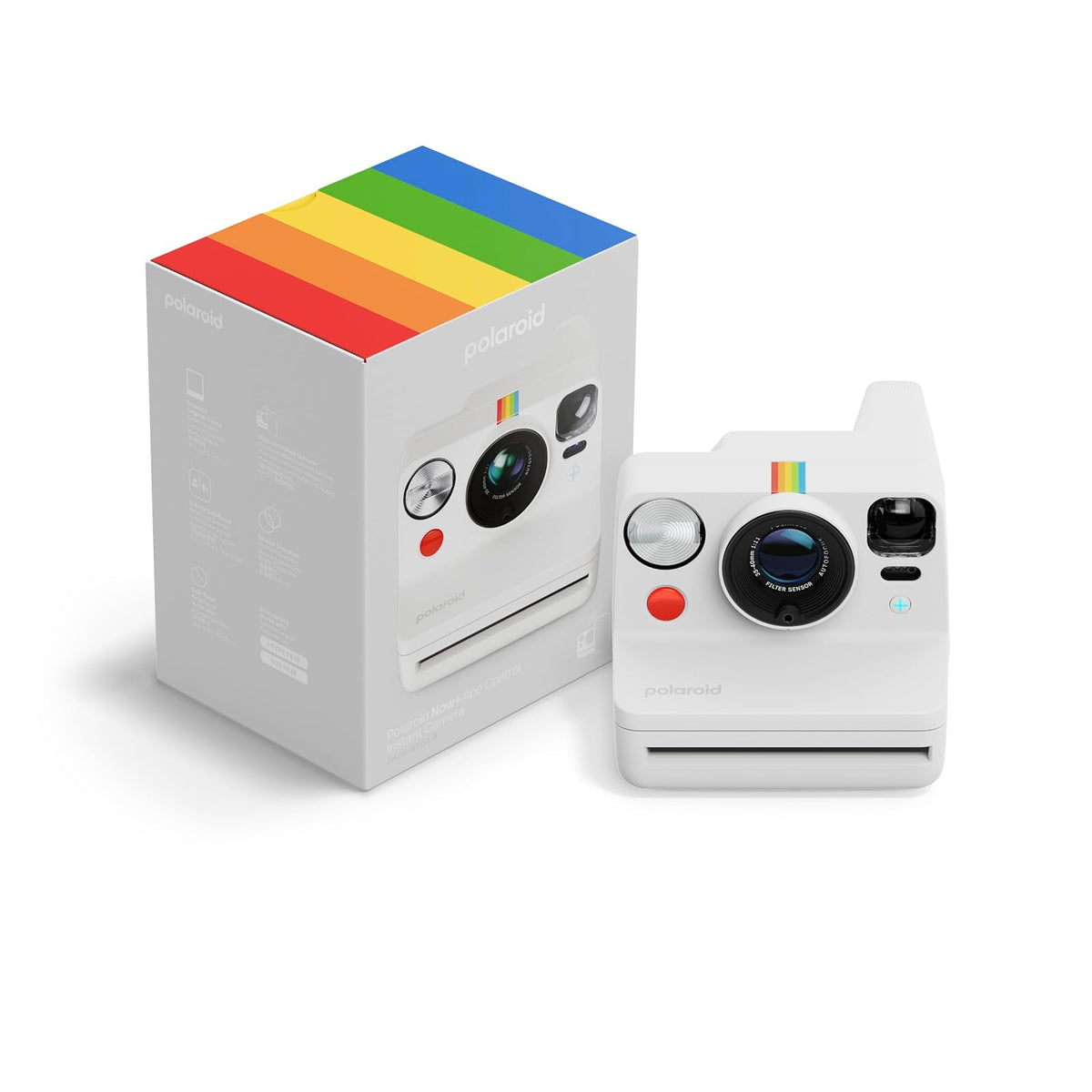Polaroid Now+ 3ª generación de cámara instantánea de película Tipo I, conectada por Bluetooth, controlada por aplicación, Blanca, Solo cámara sin película (9161)