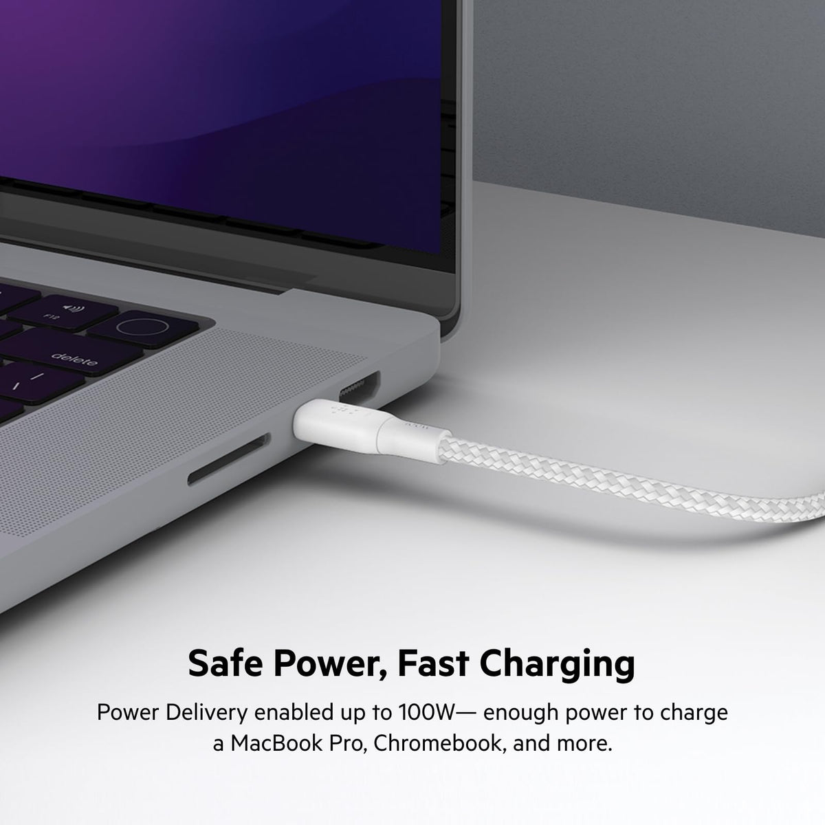 Belkin - Cable USB C a USB C, paquete de 2 unidades, 6.5 pies, 100 W, cargador tipo C, cable de cargador para iPhone, suave, trenzado, flexible para iPhone 16, Galaxy S25, Pixel 9, Airpods, iPad Pro