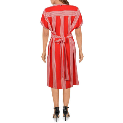 Anne Klein Vestido de Cintura con cinturón con Cuello en V Vestido para Mujer
