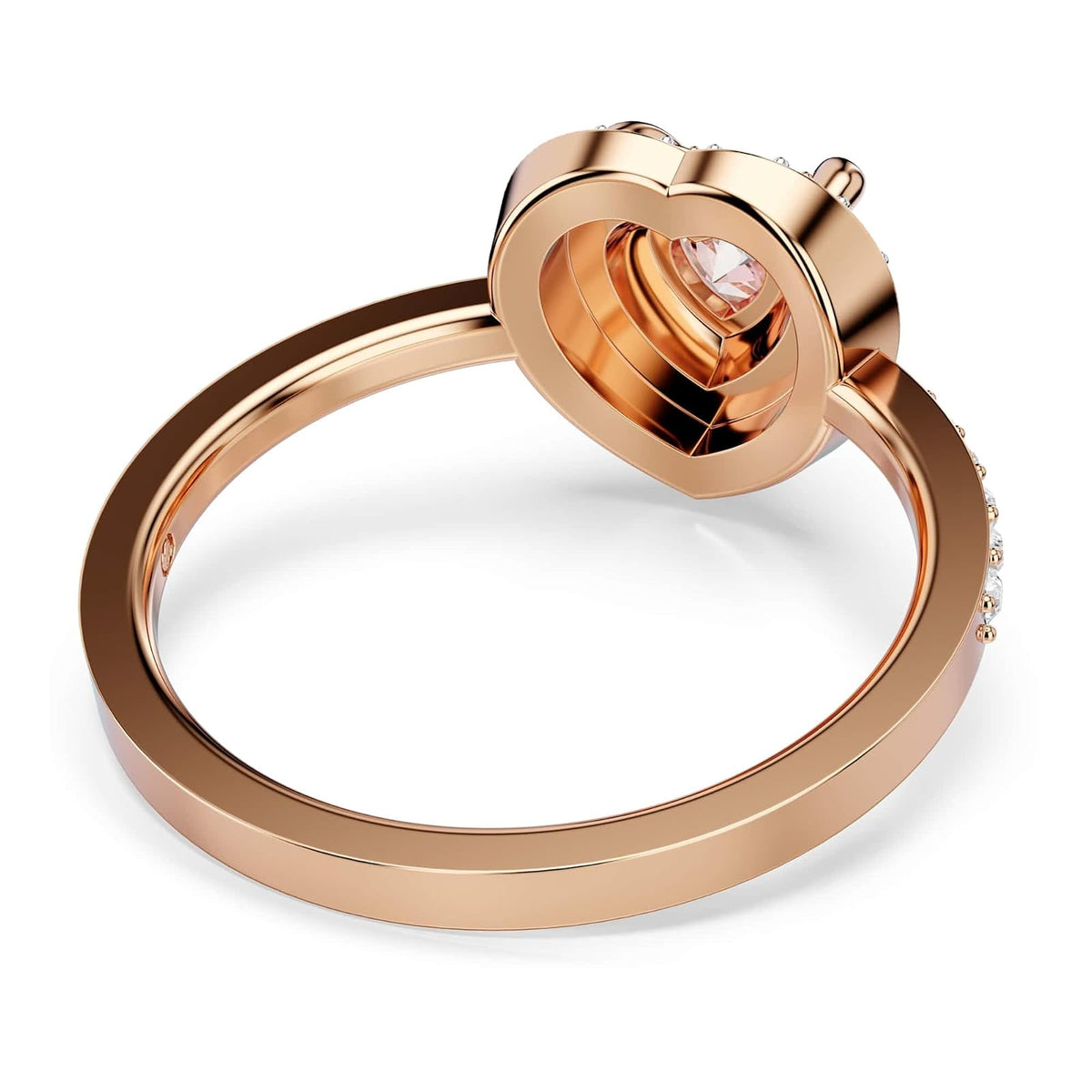 Anillo Swarovski One con motivo de corazón, pavé, corazón, rosa, acabado en metal mixto