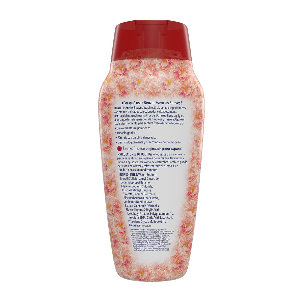 Benzal Wash Jabon Intimo Femenino, Durazno Esencias Suaves, Paquete de 3, 355ml