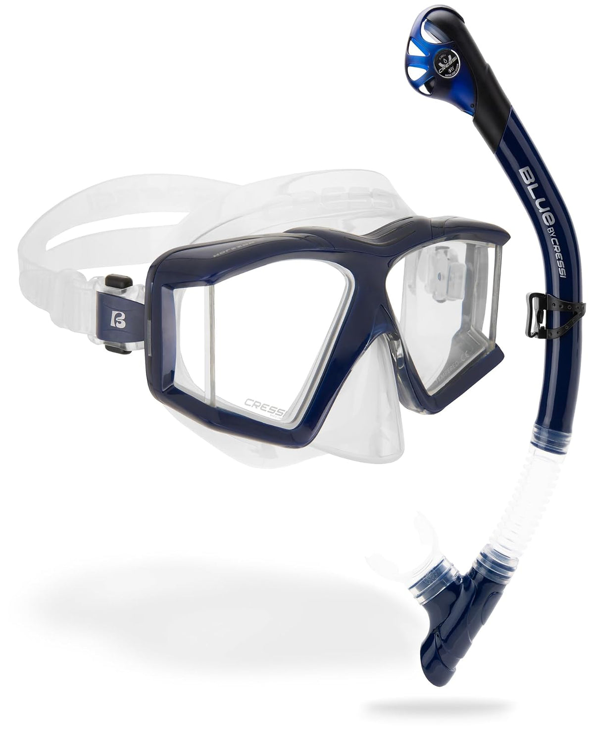 CRESSI Horizon – Máscara de Buceo y esnórquel Unisex con 4 Lentes temperares Separados o Set máscara+esnórquel Scilla Top Dry Combo para una visión Completa Limitada por Pines