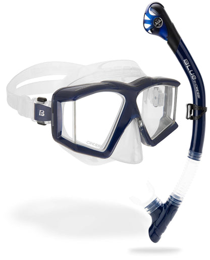 CRESSI Horizon – Máscara de Buceo y esnórquel Unisex con 4 Lentes temperares Separados o Set máscara+esnórquel Scilla Top Dry Combo para una visión Completa Limitada por Pines