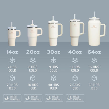 STANLEY - Vaso con asa y pajita de 30 onzas, tapa Flowstate de 3 posiciones, compatible para viajes, vaso de acero inoxidable aislado, sin BPA, escarcha