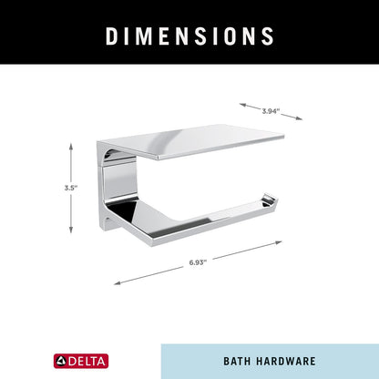 DELTA FAUCET 79956 - Soporte de papel higiénico pivotante para pared con estante en cromo pulido