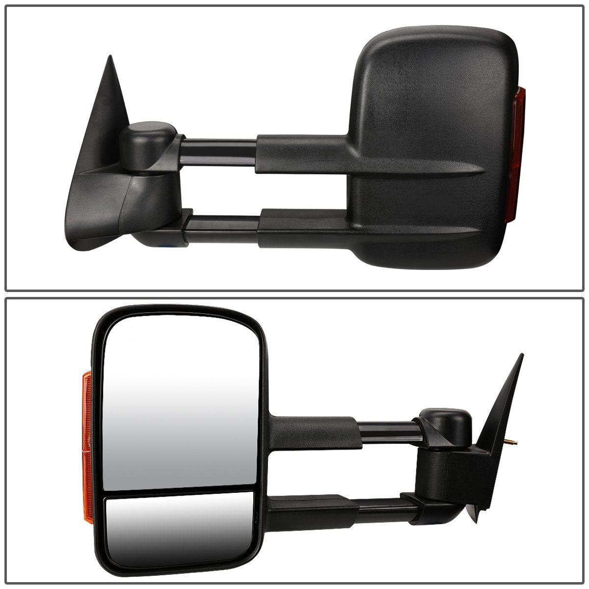 DNA Motoring Par de Espejos de Remolque con Ajuste Manual y Luz de Giro, Negro/Ámbar, TWM-001-T666-BK-AM [Silverado/Sierra 99-06]