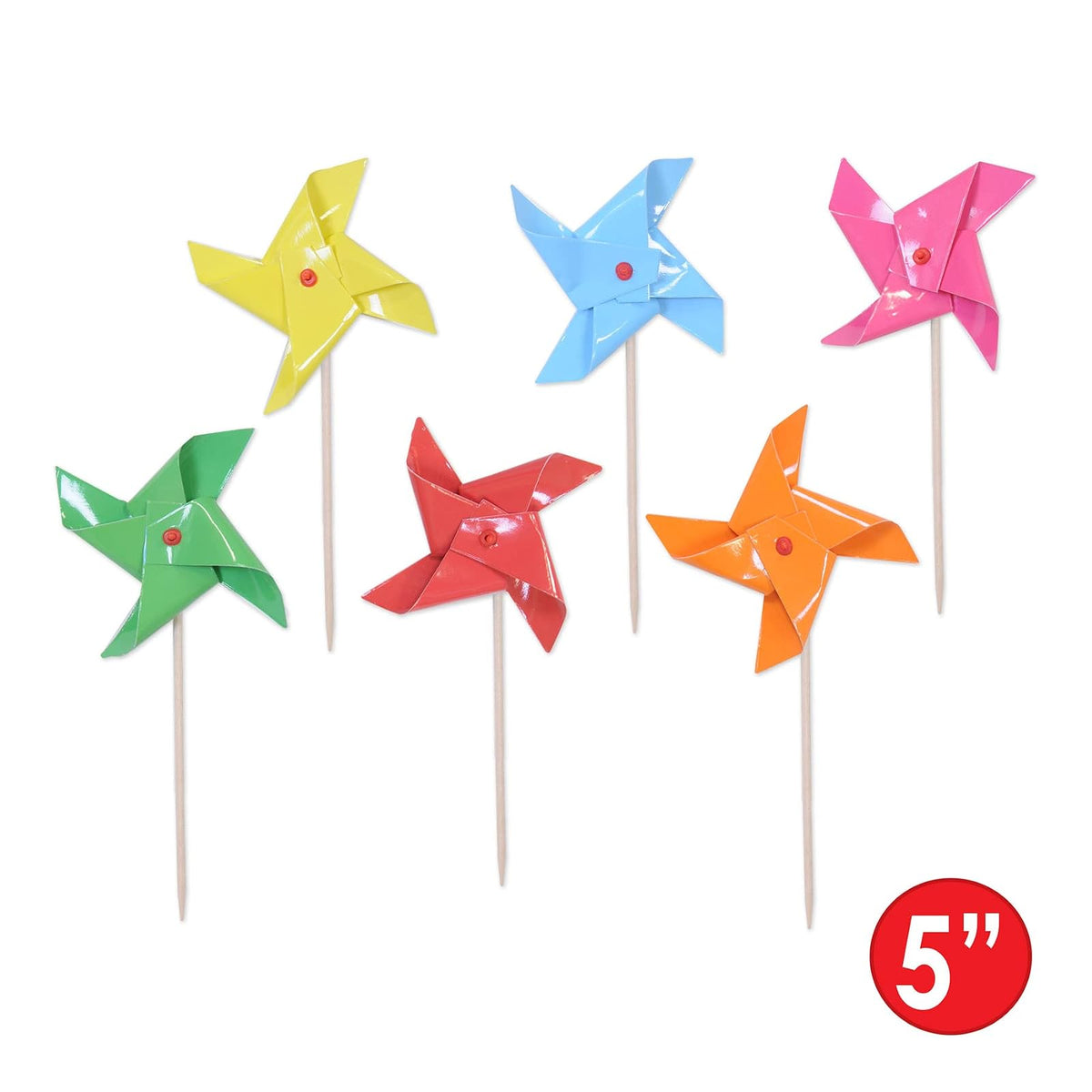 Beistle 59931 48 Piece Pinwheel Picks, 5", Multicolor