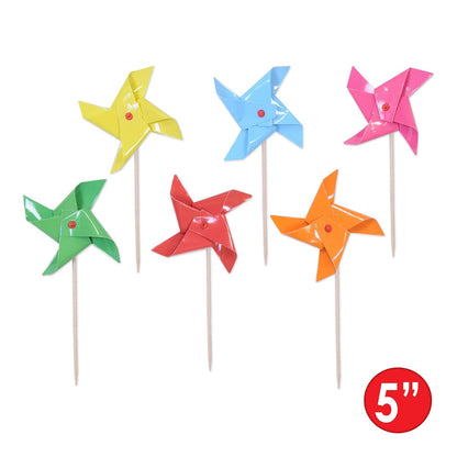 Beistle 59931 48 Piece Pinwheel Picks, 5", Multicolor