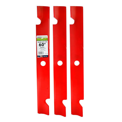 Maxpower 561139B - Juego de 3 Cuchillas Resistentes para Corte Exmark de 60 Pulgadas, sustituye al número OEM 103-6403, 103-6403-S, Rojo