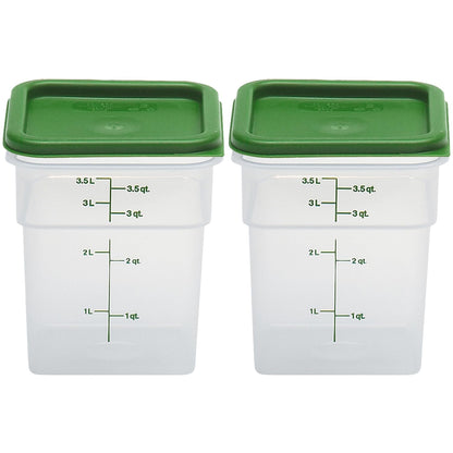 Cambro Contenedor Cuadrado 4 Cuartos Translúcido con Tapa Verde