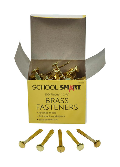 School Smart Cierres chapados en latón – 1 1/2 pulgadas – Caja de 100