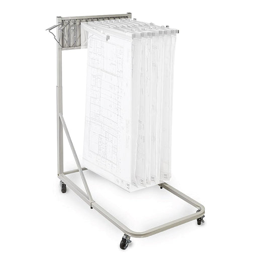 Adir Soporte Rodante Para Planos Acero | Beige arena, 12 soportes pivotantes, altura ajustable 116.8-167.6 cm, longitud ajustable 72.4-118.1 cm