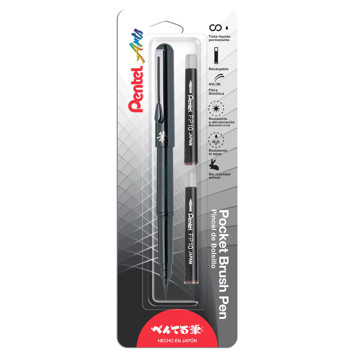 Pincel de Bolsillo Tinta Negra Profesional Pentel Arts-GFKP3BP-A
